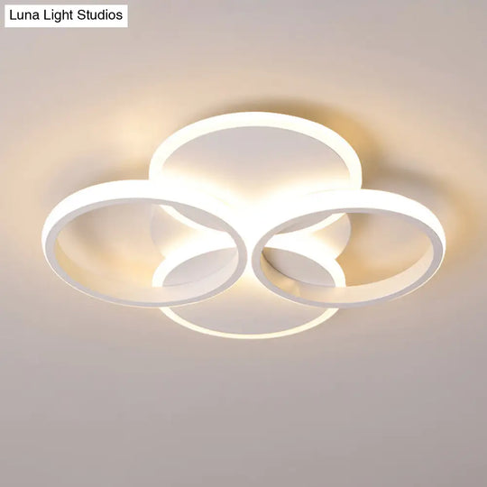 Simple Led Ceiling Mount Lighting Fixture In Warm/White Light With Acrylic Ring - Black/White