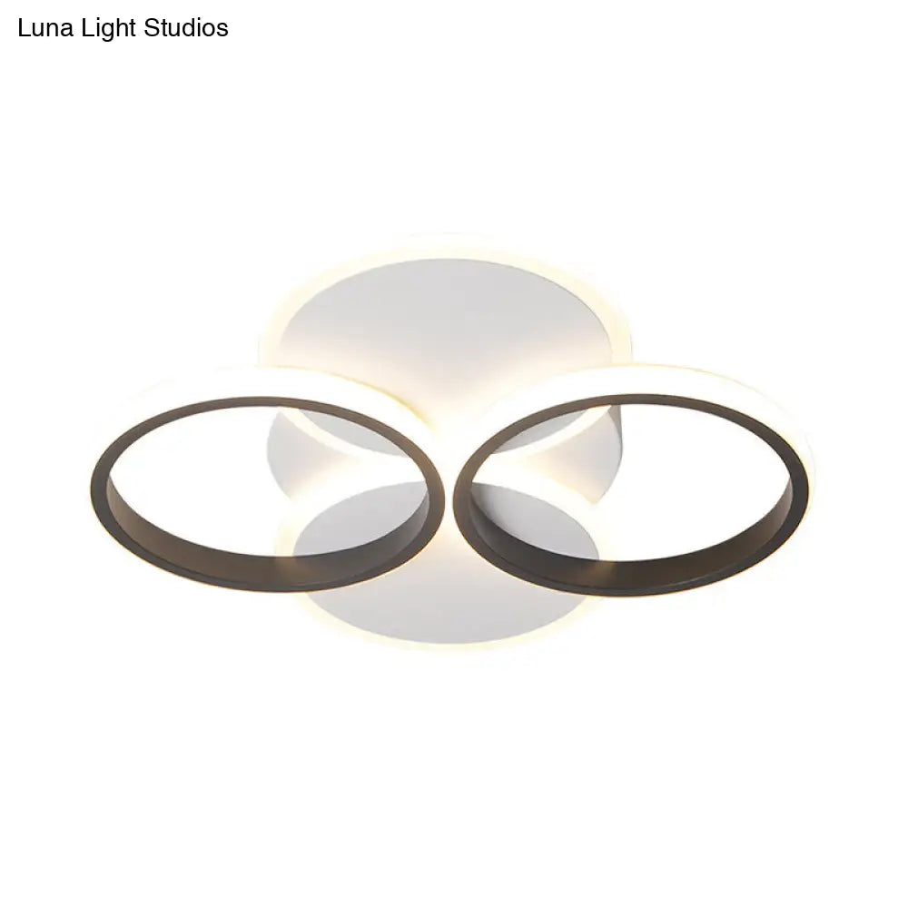 Simple Led Ceiling Mount Lighting Fixture In Warm/White Light With Acrylic Ring - Black/White