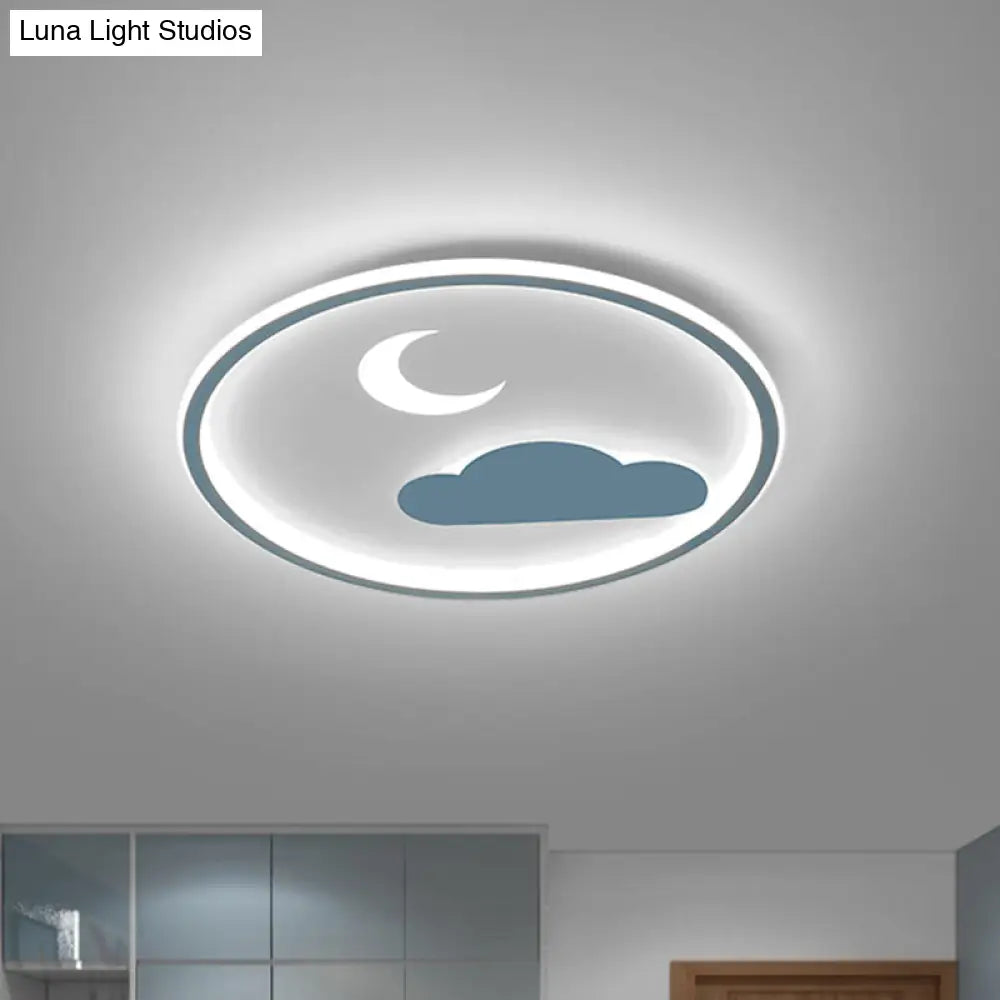 Simple Led Flush Light Fixture: Cloud & Crescent Acrylic Flushmount In Warm/White Blue / Warm