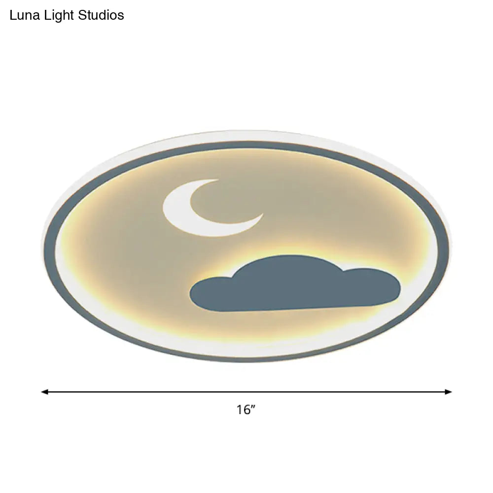 Simple Led Flush Light Fixture: Cloud & Crescent Acrylic Flushmount In Warm/White