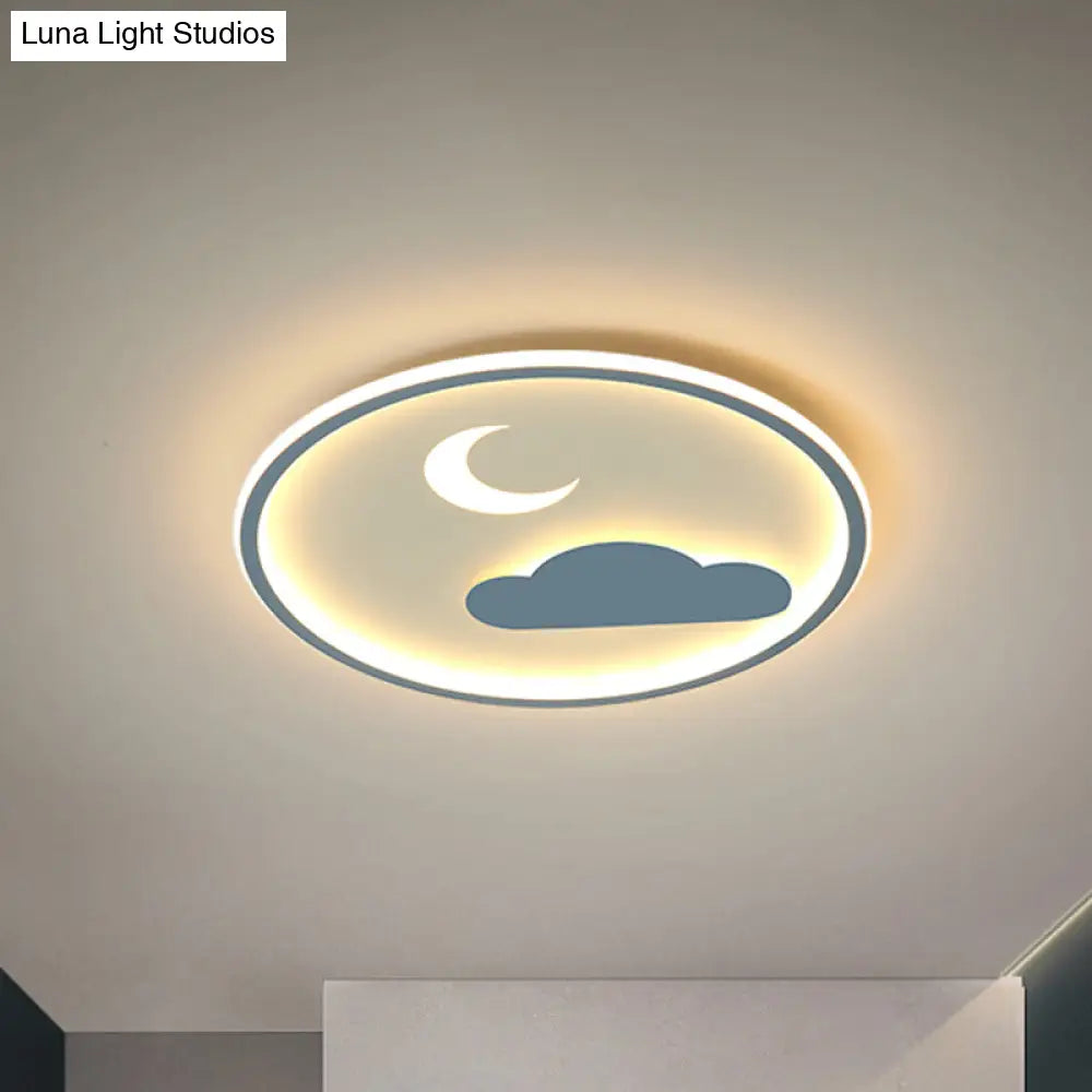 Simple Led Flush Light Fixture: Cloud & Crescent Acrylic Flushmount In Warm/White