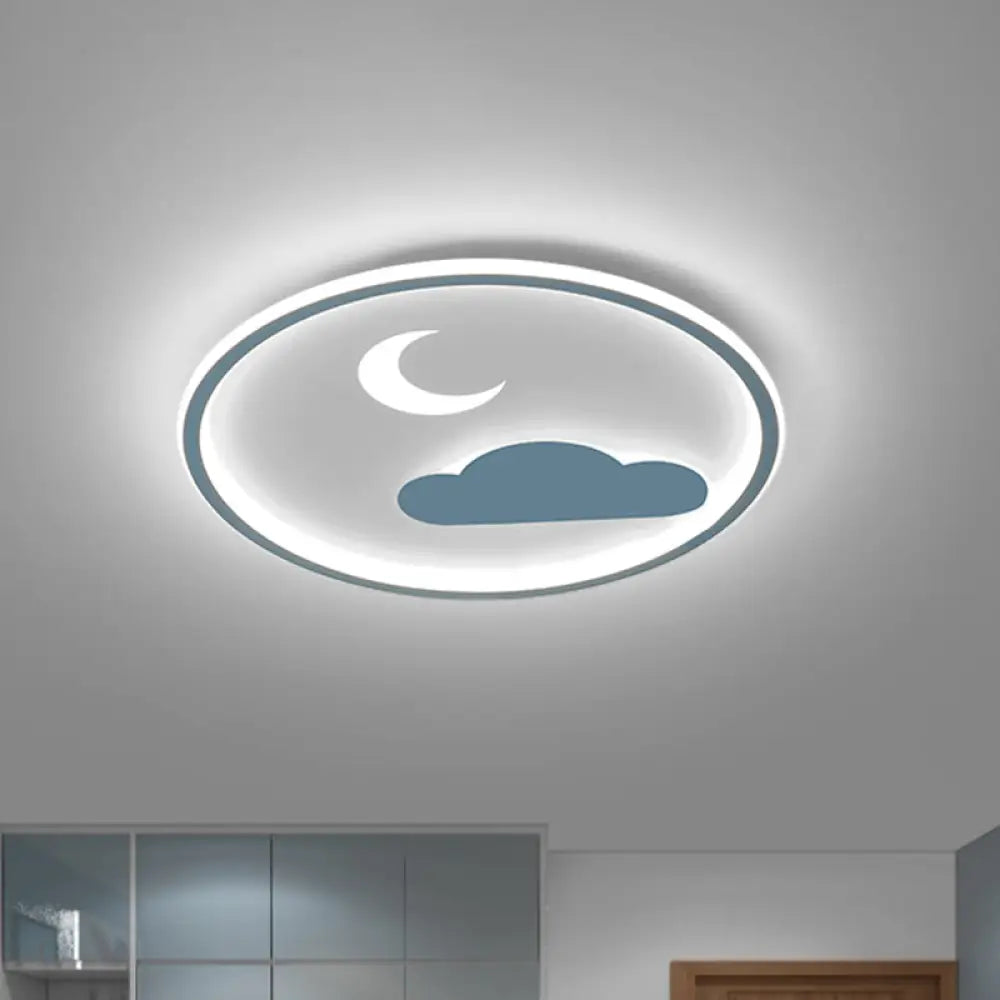 Simple Led Flush Light Fixture: Cloud & Crescent Acrylic Flushmount In Warm/White Blue / Warm