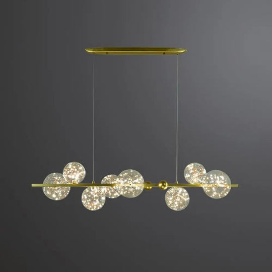 Simple Led Metal Chandelier With Starry Pendant - Clear Glass Shade 8 / Gold