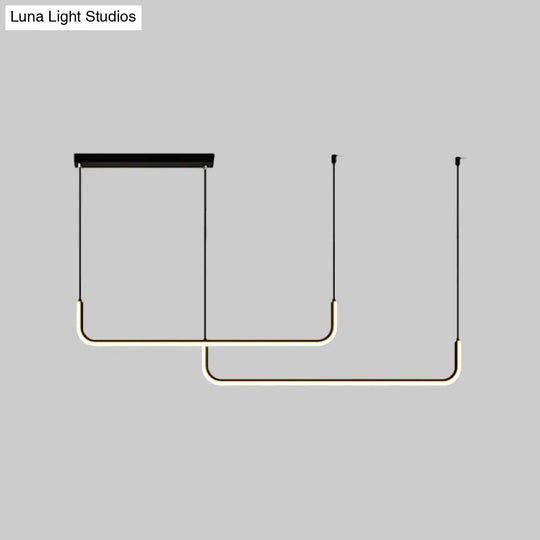 Simple Led Multi Ceiling Light With Metal Shade Black/Gold Linear Pendant In Warm/White