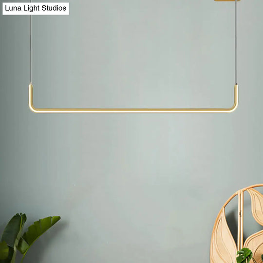 Simple Led Multi Ceiling Light With Metal Shade Black/Gold Linear Pendant In Warm/White