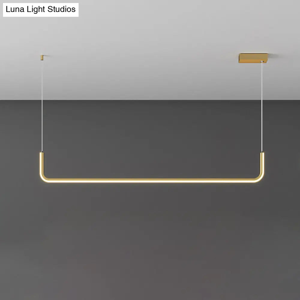 Simple Led Multi Ceiling Light With Metal Shade Black/Gold Linear Pendant In Warm/White