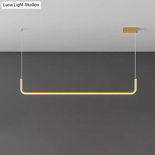 Simple Led Multi Ceiling Light With Metal Shade Black/Gold Linear Pendant In Warm/White