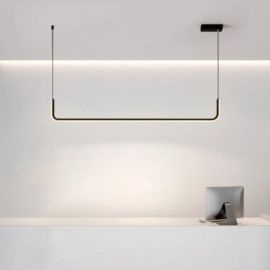 Simple Led Multi Ceiling Light With Metal Shade Black/Gold Linear Pendant In Warm/White