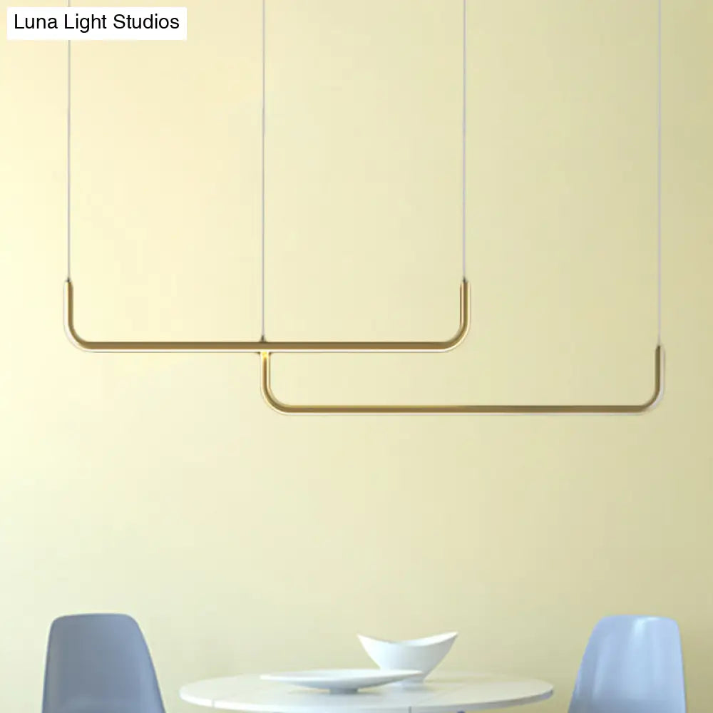 Simple Led Multi Ceiling Light With Metal Shade Black/Gold Linear Pendant In Warm/White