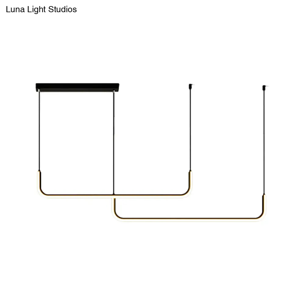 Simple Led Multi Ceiling Light With Metal Shade Black/Gold Linear Pendant In Warm/White