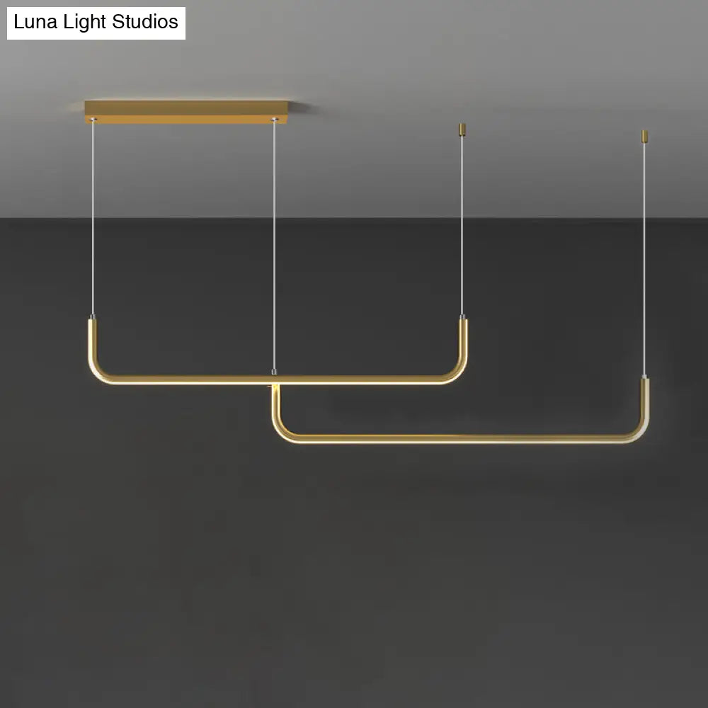 Simple Led Multi Ceiling Light With Metal Shade Black/Gold Linear Pendant In Warm/White