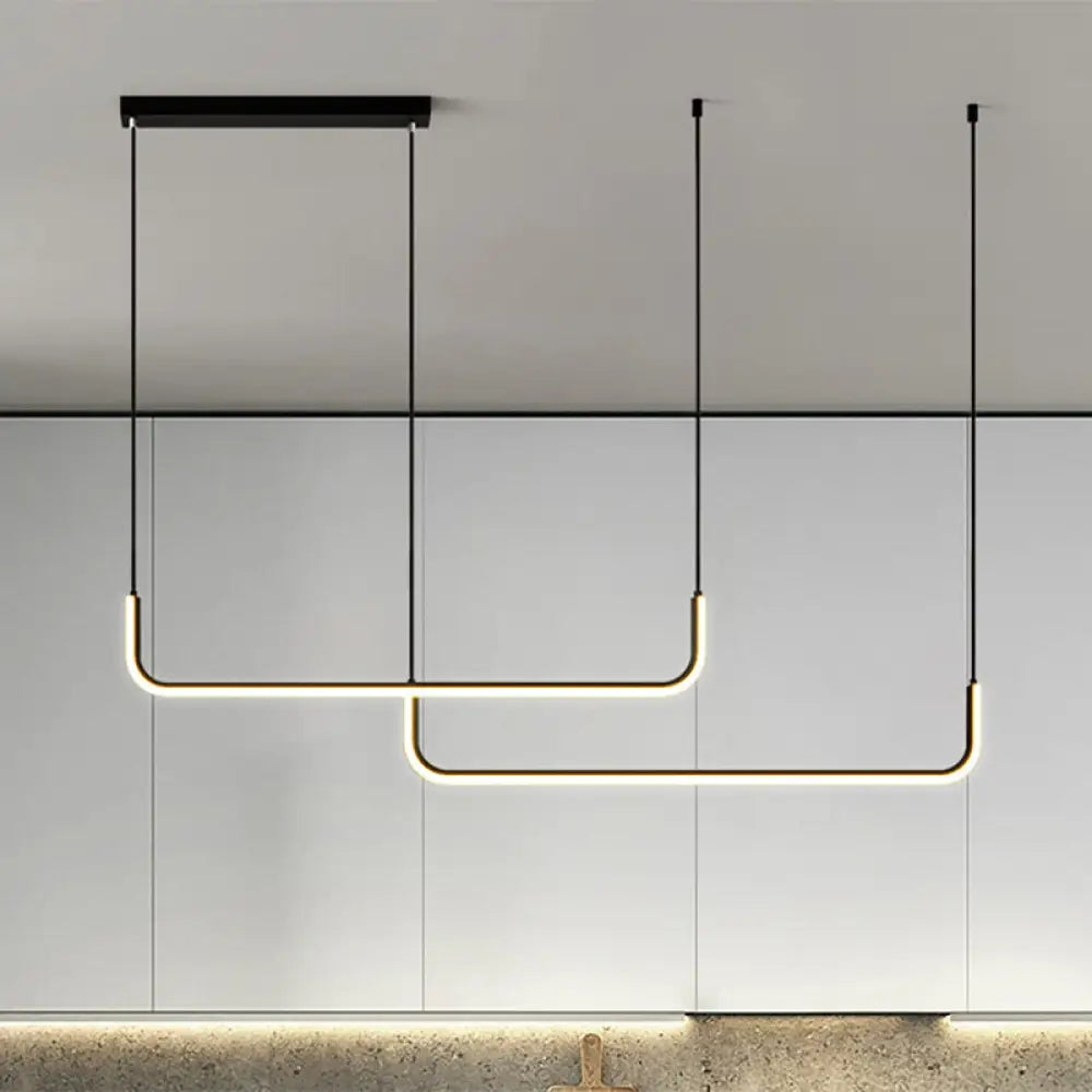 Simple LED Multi Ceiling Light with Metal Shade Black/Gold Linear ...