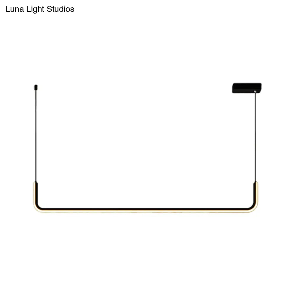 Simple Led Multi Ceiling Light With Metal Shade Black/Gold Linear Pendant In Warm/White