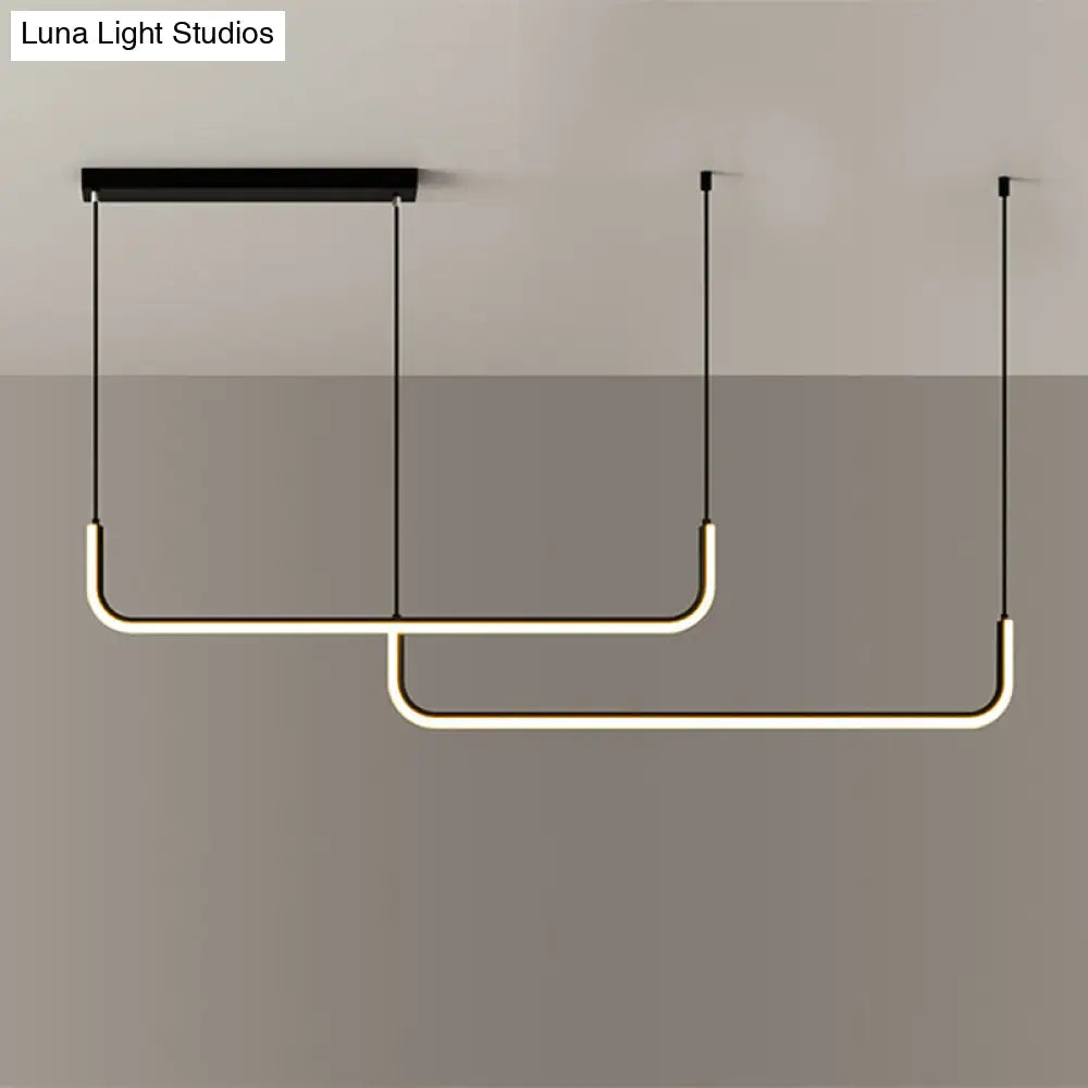 Simple Led Multi Ceiling Light With Metal Shade Black/Gold Linear Pendant In Warm/White