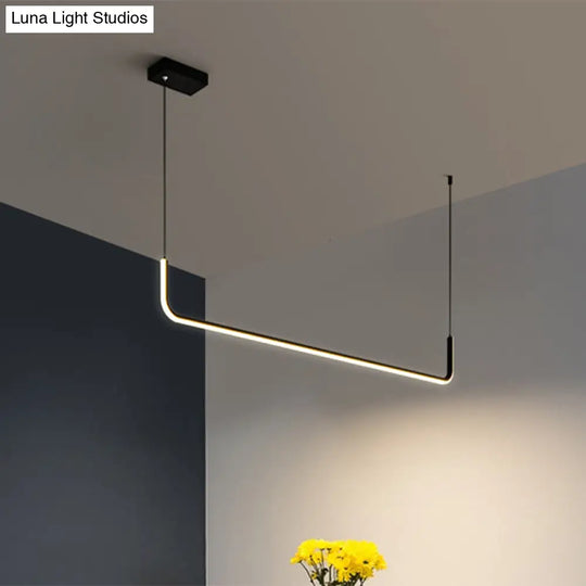 Simple Led Multi Ceiling Light With Metal Shade Black/Gold Linear Pendant In Warm/White