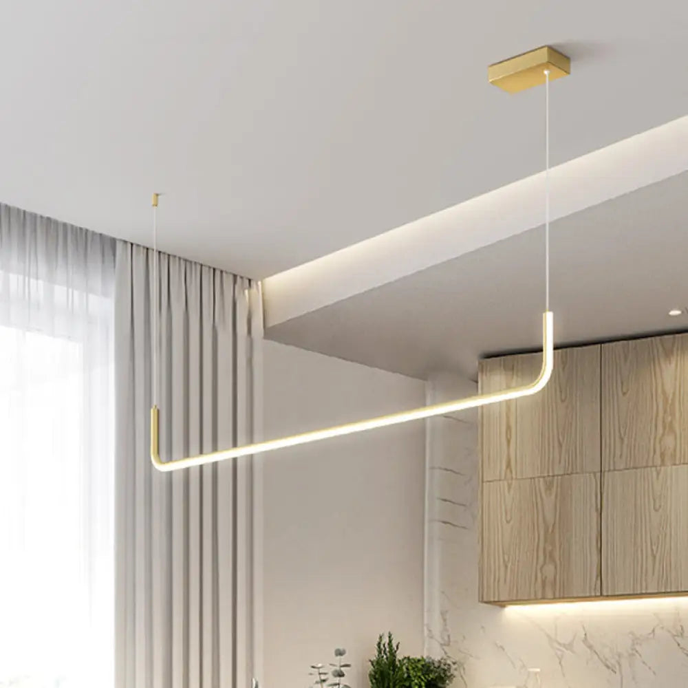 Simple Led Multi Ceiling Light With Metal Shade Black/Gold Linear Pendant In Warm/White