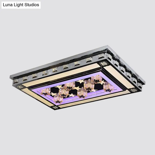 Simple Led Purple Crystal Flush Mount Ceiling Light: Ideal For Living Room Lighting