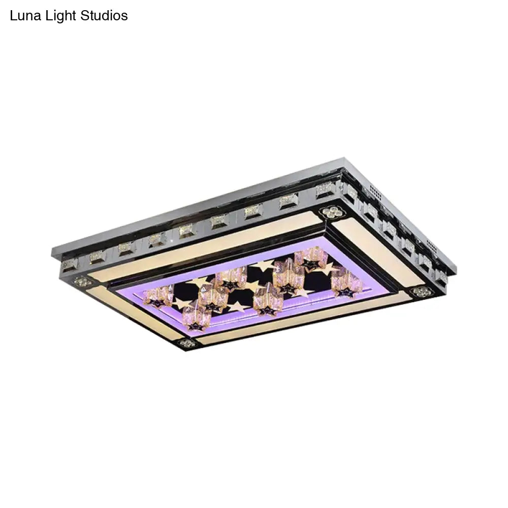 Simple Led Purple Crystal Flush Mount Ceiling Light: Ideal For Living Room Lighting