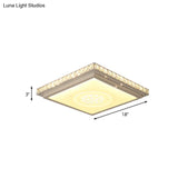 Simple Led White Flush Mount Ceiling Light For Bedroom - Crystal Block Round/Square Fixture