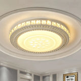 Simple Led White Flush Mount Ceiling Light For Bedroom - Crystal Block Round/Square Fixture / Round
