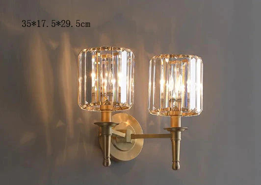 Simple Light Luxury Crystal Bedroom Copper Wall Lamp