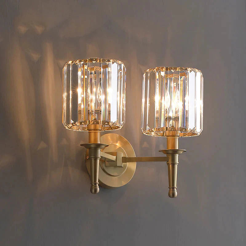 Simple Light Luxury Crystal Bedroom Copper Wall Lamp