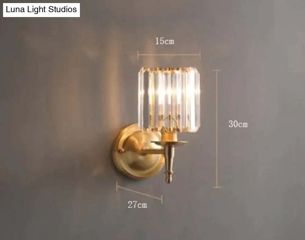 Simple Light Luxury Crystal Bedroom Copper Wall Lamp Lamps