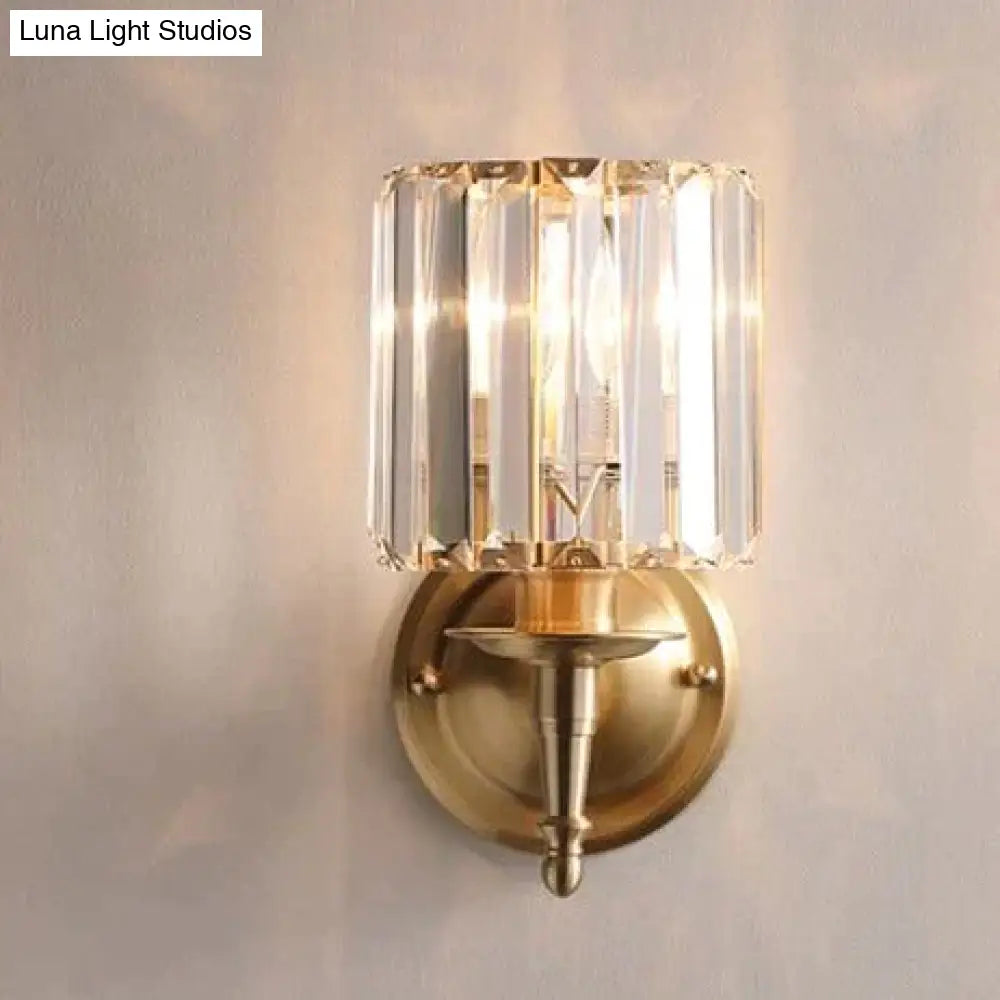 Simple Light Luxury Crystal Bedroom Copper Wall Lamp Lamps