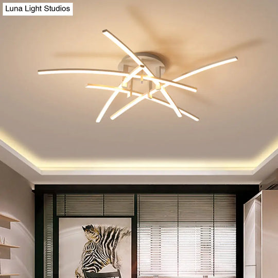 Simple Metal Crossed Rod Led Bedroom Flush Mount Ceiling Light Fixture