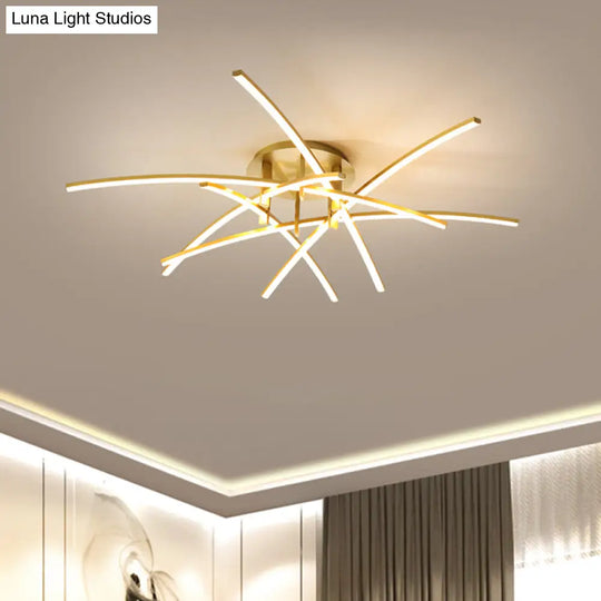 Simple Metal Crossed Rod Led Bedroom Flush Mount Ceiling Light Fixture