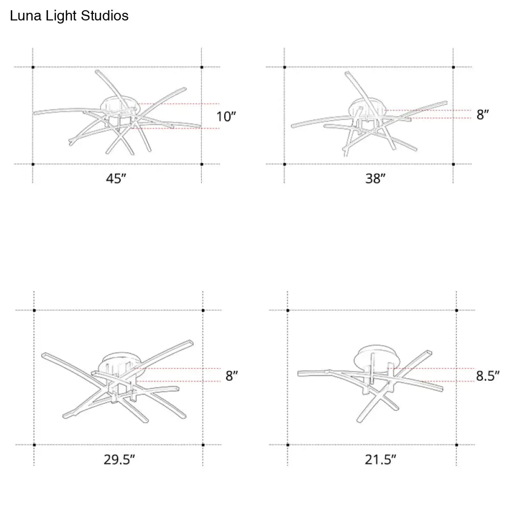 Simple Metal Crossed Rod Led Bedroom Flush Mount Ceiling Light Fixture