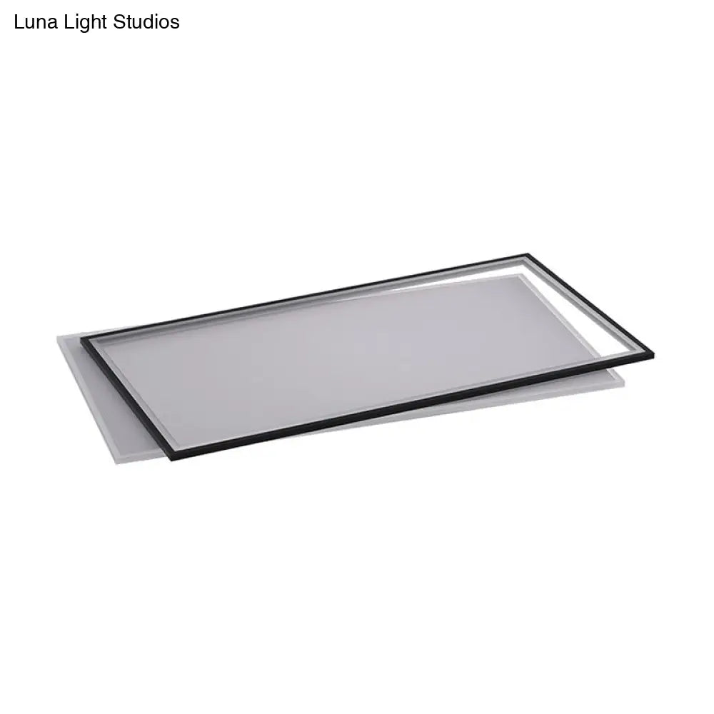 Simple Metal Led Flush Ceiling Light Fixture Black-White Rectangular Design