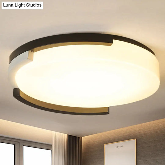 Simple Metal Led Flush Ceiling Light With Acrylic Diffuser In Black/White 16.5’/20.5’ Wide -