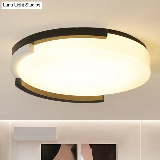 Simple Metal Led Flush Ceiling Light With Acrylic Diffuser In Black/White 16.5/20.5 Wide -