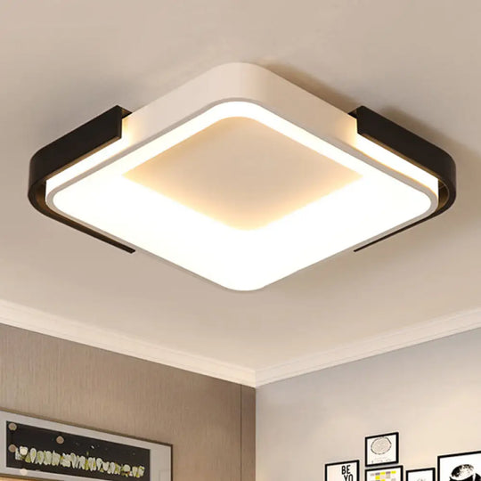 Simple Metal Led Flush Mount Light In White/Warm - Rectangular/Square Ceiling Fixture 18’/35.5’