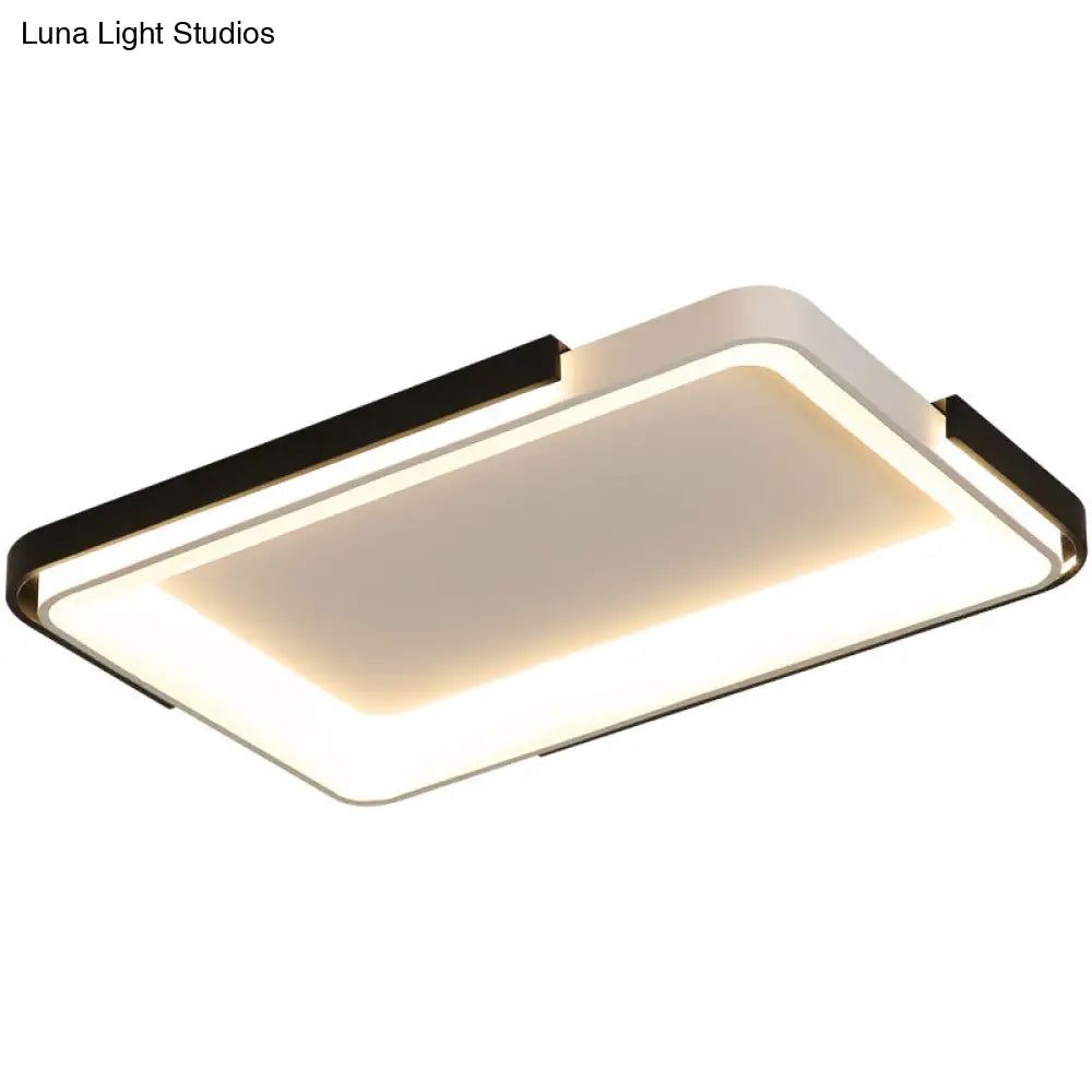 Simple Metal Led Flush Mount Light In White/Warm - Rectangular/Square Ceiling Fixture 18’/35.5’