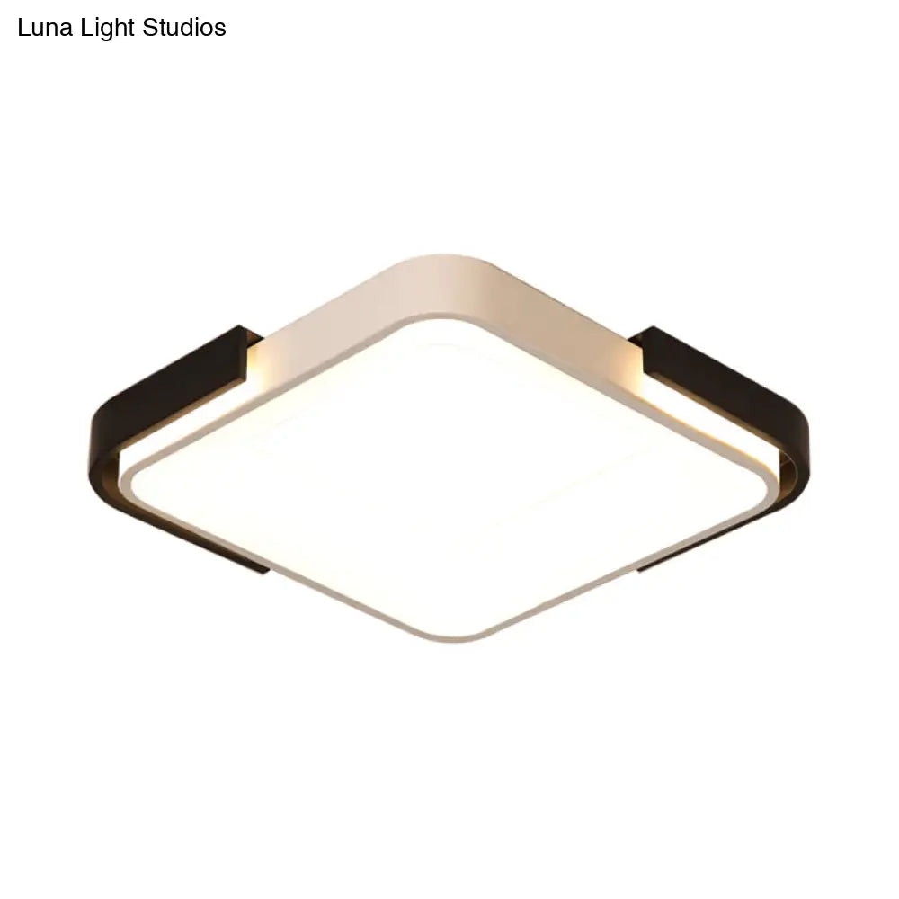 Simple Metal Led Flush Mount Light In White/Warm - Rectangular/Square Ceiling Fixture 18/35.5 Wide