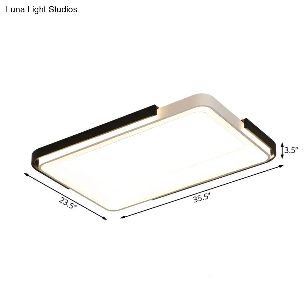 Simple Metal Led Flush Mount Light In White/Warm - Rectangular/Square Ceiling Fixture 18/35.5 Wide