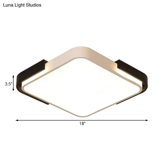 Simple Metal Led Flush Mount Light In White/Warm - Rectangular/Square Ceiling Fixture 18’/35.5’