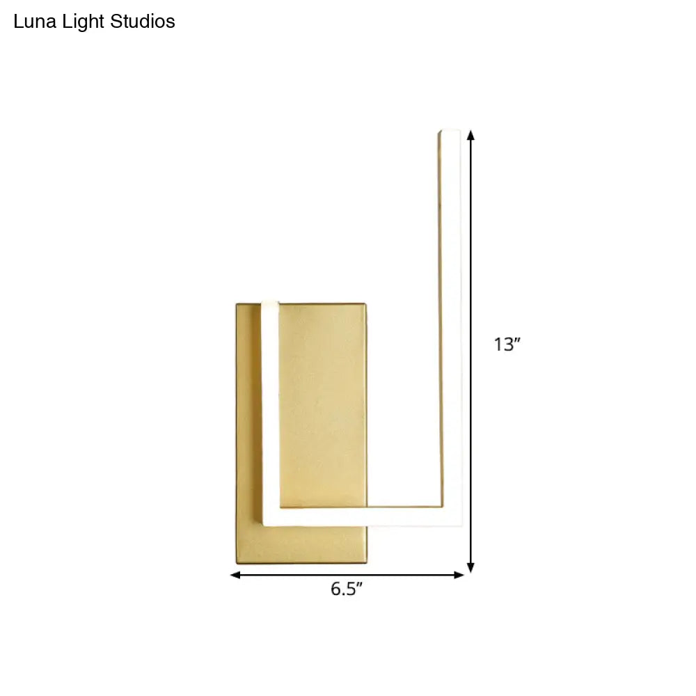 Simple Metal Led Gold Wall Sconce - Right-Angle Linear Lamp With Warm/White/3 Color Light Options