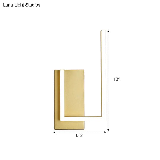 Simple Metal Led Gold Wall Sconce - Right-Angle Linear Lamp With Warm/White/3 Color Light Options