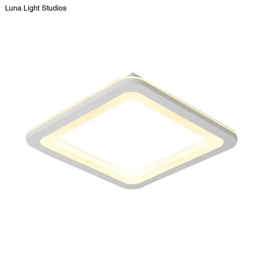 Simple Metal Led White Ceiling Light Fixture In Square Flush Design 10’/14.5’/19’ Wide With