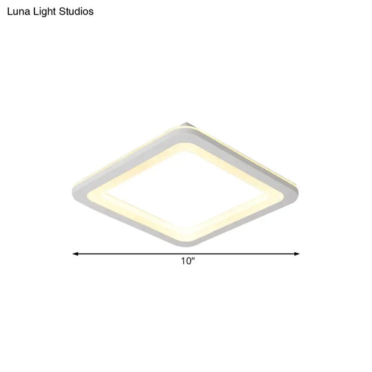 Simple Metal Led White Ceiling Light Fixture In Square Flush Design 10’/14.5’/19’ Wide With