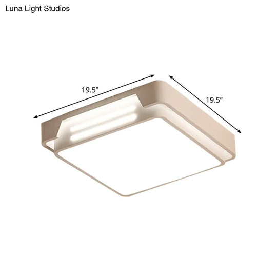 Simple Metal Led White Flush Mount Ceiling Fixture With White/Warm Light