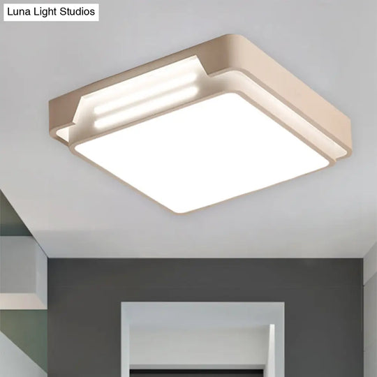 Simple Metal Led White Flush Mount Ceiling Fixture With White/Warm Light / Warm