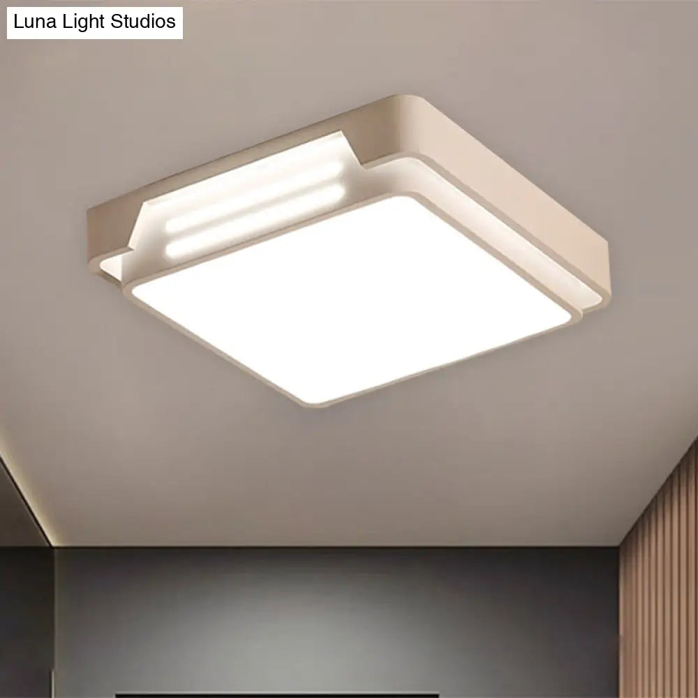 Simple Metal Led White Flush Mount Ceiling Fixture With White/Warm Light