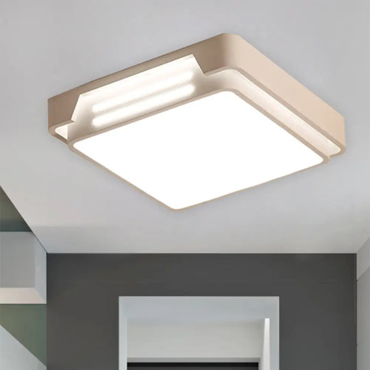 Simple Metal Led White Flush Mount Ceiling Fixture With White/Warm Light / Warm