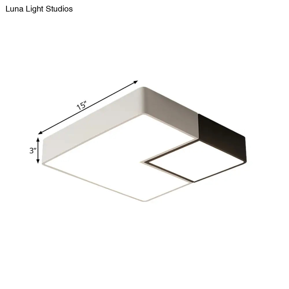 Simple Metal Square Flush Mount Led Ceiling Light Fixture For Living Room In Warm/White -