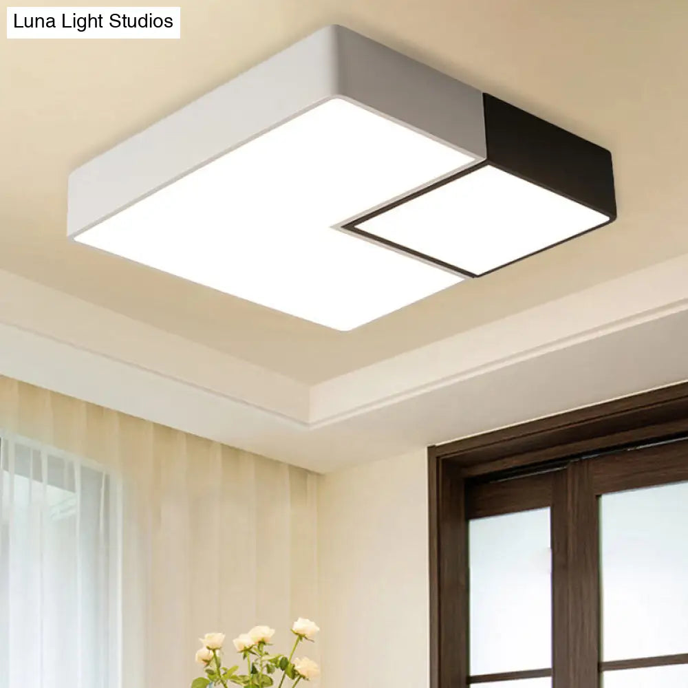 Simple Metal Square Flush Mount Led Ceiling Light Fixture For Living Room In Warm/White - 11/15/19
