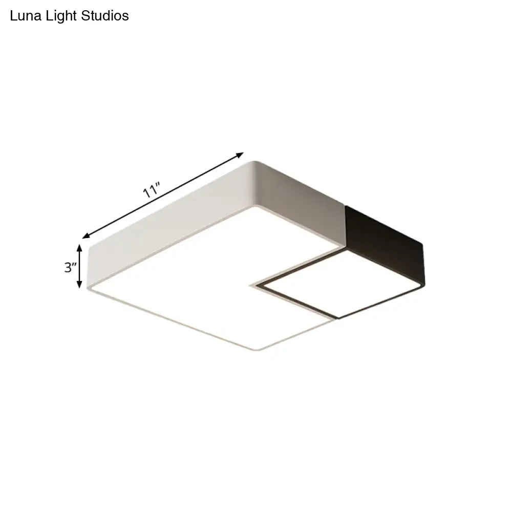 Simple Metal Square Flush Mount Led Ceiling Light Fixture For Living Room In Warm/White -